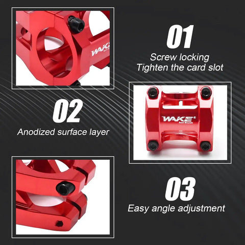 35mm Short Riser Handlebar Stem Lightweight Aluminum Alloy With 31.8mm Clamp And 28.6mm Fork Fit For MTB, Red Finish, features