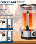 Massive 110 Cup Commercial Coffee Urn With Double Wall Insulation 16 Liter 4.2 Gallon Stainless Steel Beverage Dispenser shown with secure no-drip spout and automatic temperature control.