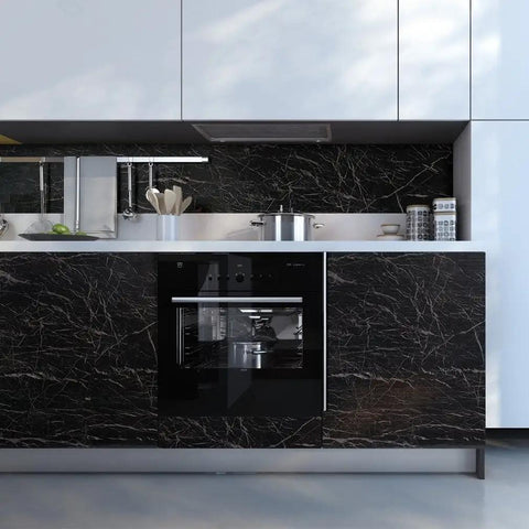 Modern kitchen with Marble Contact Paper Self Adhesive Waterproof PVC White Kitchen Countertop And Cabinet Liner Peel And Stick