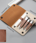Five Piece Nail Clippers Set For Fingernails And Toenails Stainless Steel Manicure Pedicure Kit in brown leather case