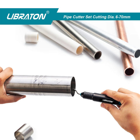 Copper Tube Cutter 1/4 To 2 3/4 Inch Pro Grade Heavy Duty Tubing Cutter With Deburring Tool in action cutting metal pipe