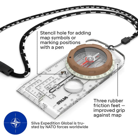 Global Navigation Compass With 360 Global Needle For All Magnetic Zones, Night Glow Markings And Graduation Ring, slope card