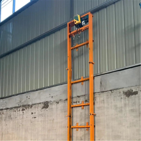 Heavy Duty Electric Lift Platform Table For Warehouse Use, Built Tough Steel Cargo Hoist mounted on wall for easy lifting.