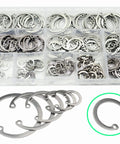 Internal Snap Ring Assortment Kit, 200Pcs 304 Stainless Steel Circlip Retaining Rings in box, 8mm to 26mm sizes visible