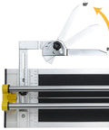 24 Inch Manual Tile Cutter With Tungsten Carbide Scoring Wheel For Porcelain And Ceramic Tiles, showing angle measurement tool