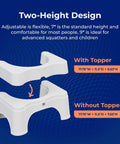 Adjustable Bathroom Toilet Stool With Removable Topper Converts To 7 Inch Or 9 Inch Heights Ergonomic White