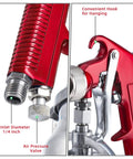Straight Up Pro Grade Hvlp Paint Sprayer Boasting Three Interchangeable Tip Sizes, close-up of air inlet and pressure valve.