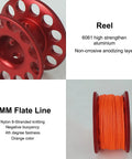 98ft Diving Finger Reel With Line And Snap For Scuba Wreck Cave Tech Diving Snorkeling Kayak Anchor And Surface Marker Buoy Compact Aluminum Reel Ready To Roll, red aluminum with orange line.