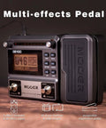 Side view of GE100 Multi Effects Guitar Pedal With 80 Presets And 66 Effects Built In Looper on wooden surface.