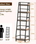 Roomy 5 Tier Trapezoid Liquor Cabinet For Home Bar Space Beefy Freestanding Wine Rack dimensions and weight capacity illustration.