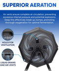 Close-up of Dual Chamber 43 Gallon Compost Tumbler Bin, highlighting air vents for superior aeration and clump breaking.