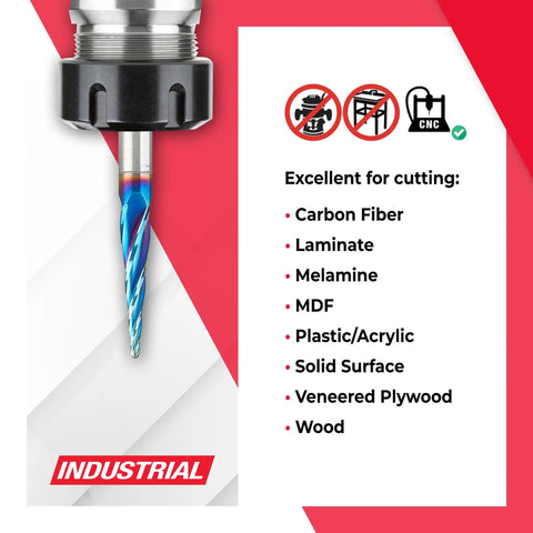 CNC Ultimate Solid Carbide Carving And Engraving Bits Pack Pro Grade For 2D And 3D Projects with cutting applications list.