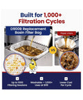 No Stress Heavy Duty Electric Fryer Oil Filter For Restaurants Quick Pump drains oil through D900B basin filter bag vs paper liners.