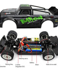 One Sixteen Scale 4WD RC Car With High Speed Drifting Up To Twenty MPH Off Road Buggy 4X4 Toy Car interior and labeled parts