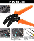 Instructions for using the 1008Pcs 63 Set Waterproof Automotive Electrical Connectors Kit with ratcheting crimper pliers.