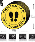 10 Pack Please Wait Here Until You Are Called Sign 12 Inch Square Vinyl Floor Sign Peel And Stick Weatherproof Waiting Area Decor For Social Distancing Strong Adhesive Durable And Easy To Apply, 12-inch yellow floor decal