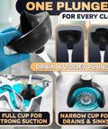 Close-up of Premium Heavy Duty Toilet Plunger And Brush Set with black suction head for effective clog management.
