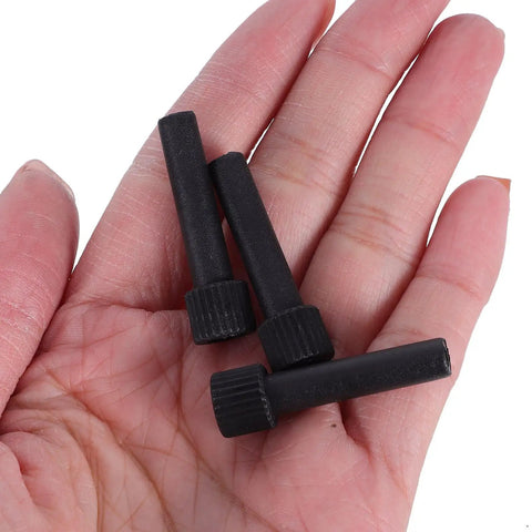 Upgrade Your Home Lighting Game With These 10 Pc Black Lamp Switch Knobs For Floor And Table Lamps Featuring Fine Tuning Control Easy Install Plastic Handles That Make Dimming And Adjusting Brightness Total Vibe black plastic lamp switch knobs in hand, 3 pieces