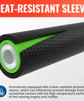 Close-up of upgraded 50 ft pressure washer hose with heat-resistant sleeve, detail on wear-resistant material and construction.