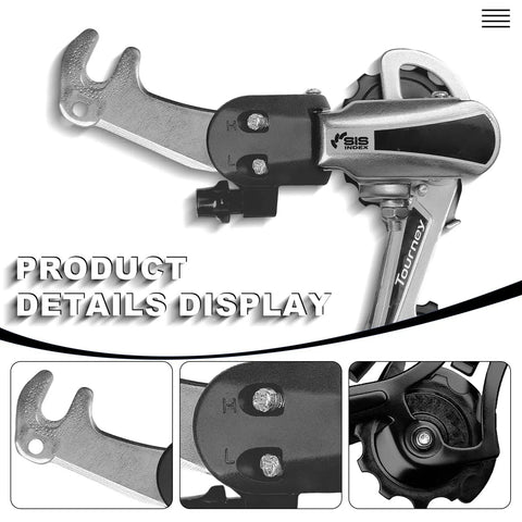 Rear Derailleur TY21B 6/7 Speed Hanger Mount for Mountain Bike, close-up showing aluminum alloy build and 11T guide wheel.