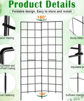 Foldable Two Panel Garden Trellis for Climbing Plants, Easy Setup No Fuss, Space Saving, Raised Bed Vegetable Support with 59 Inch Span