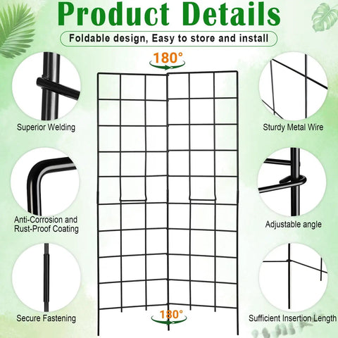 Foldable Two Panel Garden Trellis for Climbing Plants, Easy Setup No Fuss, Space Saving, Raised Bed Vegetable Support with 59 Inch Span