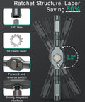 Close-up of Magnetic Ratchet Screwdriver Set showing ratchet structure, T handle, and 6.2-inch dimensions for quick fixes.