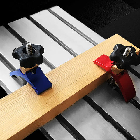 2 Pack Aluminum T-Track Hold-Down Clamps for CNC Router Tables and Masuter Series, Heavy-Duty Woodworking Clamps