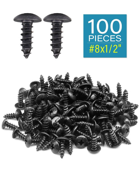 100 Pieces No 8 Wood Screws Half Inch Truss Head Phillips Carbon Steel With Black Oxide Coating For Indoor Outdoor DIY Projects Coarse Thread Rust Resistant Fasteners In Durable Storage Bag
