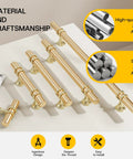 Gold Cabinet Pulls Set Of 30 Six And A Quarter Inch Heavy Duty Drawer Handles For Cabinets And Closets Rust Resistant Zinc Alloy Hardware Pro Grade Finish For Kitchen Bathroom And Wardrobes, displayed on table
