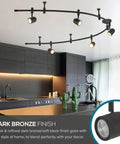 Oil Rubbed Bronze 96 Inch LED Flex Track Lighting Fixture With 5 Adjustable Heads Bulbs Included Customizable Ceiling Track