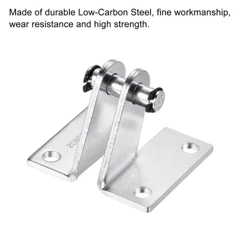 66x48mm Air Cylinder Rod Clevis Mounting Bracket Rear Pivot For Pneumatic Systems, Silver, 6mm Hole, Made From Durable Low-Carbon Steel, Wear-Resistant, High-Strength Industrial Automation Mounting Part, shown with pivot pin