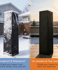 Heavy Duty Tough As Nails Square Patio Heater Cover Waterproof Outdoor Heater Cover With Adjustable Drawstring Fits 62 Inch Tall Propane Heaters Yard Ready Weatherproof Protection in snow and sun