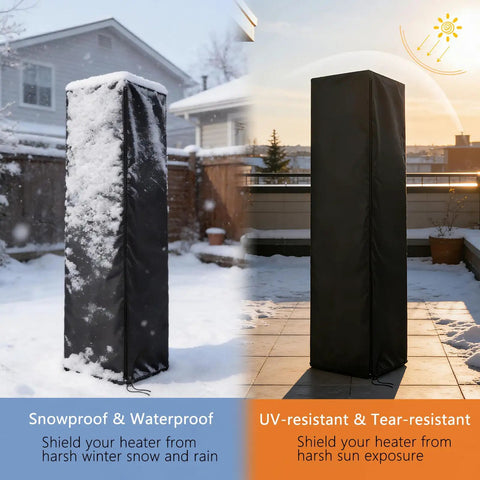 Heavy Duty Tough As Nails Square Patio Heater Cover Waterproof Outdoor Heater Cover With Adjustable Drawstring Fits 62 Inch Tall Propane Heaters Yard Ready Weatherproof Protection in snow and sun