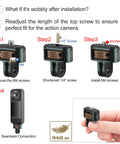 One Quarter Inch Camera Mount Adapter Screw Head installation steps for GoPro Hero, DJI, Insta360 action cameras with seamless connection