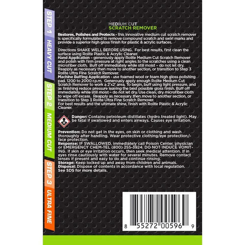 Back of 3 Step Scratch Removal Kit packaging showing product instructions and ingredients.