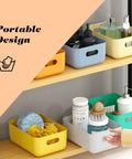 7 Pack Clear Storage Bins Easy Grab Four Point Two Liter for Kitchen Pantry Bathroom Classrooms Durable Plastic Organizer