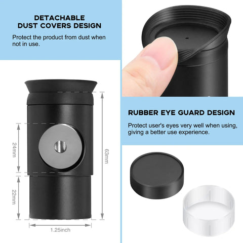 1.25 Inch All Metal Collimating Cheshire Eyepiece Without Laser For Newtonian Reflector Telescopes, dust covers and eye guard