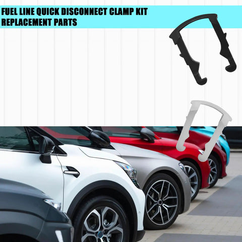Ford Fuel Line Clips Kit 30 Pack Plastic Retainers For Three Eighths And Five Sixteenths Inch Fuel Hoses displayed with cars