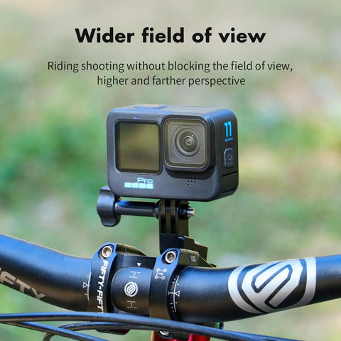 Aluminum Alloy Bike Headset and Handlebar Stem Mount for Action Cameras Center Mount Fits GoPro Hero 11 on bike.