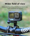 Aluminum Alloy Bike Headset and Handlebar Stem Mount for Action Cameras Center Mount with GoPro on a bike handlebar.