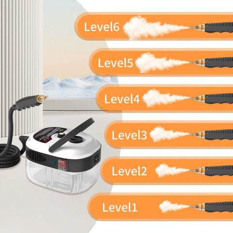 Badass 2500W Handheld Steam Cleaner Portable High Pressure Steam Washer with steam levels displayed for cleaning versatility.