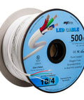 500 Ft 18 Gauge Low Voltage LED Cable 4 Conductor In-Wall White Jacket Pure Copper Speaker Wire UL Class 2 Oxygen Free NEC 725 Rated