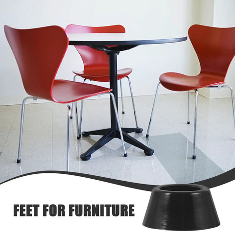 20 Pieces Rubber Furniture Leveling Feet With Stainless Steel Screws, Non Slip Soft Pads shown under table and chairs