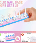 Hand holding Heart Shaped Magnetic Nail Stand Set For Press Ons, Acrylic Nail Holders For Nail Art Display, Includes 2 Aurora Bases, 10 Stands Two Pinky Sized, 100 Double Sided Tape, Home Salon DIY Nail Display Kit