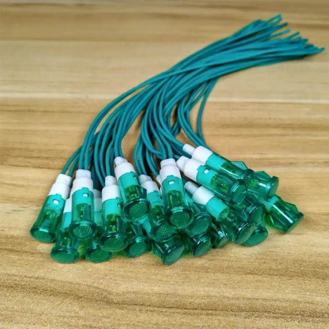 20 Pack Green LED Indicator Lights 10mm Dope Energy Saving LEDs For AC DC 12 24V 0.5W High Brightness Long Life