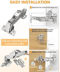 165 Degree Soft Close Corner Cabinet Hinges For Frameless Kitchens Clip On Plate Hidden Face Mount 3D Concealed Slow Self Closing For Lazy Susans And Foldable Cupboards No Fuss Easy Install 2 Pack installation steps