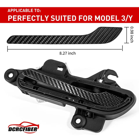 Premium Carbon Fiber Exterior Door Handle Protector For Tesla Model 3 And Model Y 3 Layer Genuine Carbon Fiber Black Finish All Years Fit