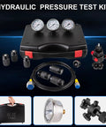 Pro Grade Nitrogen Hydraulic Accumulator Charging Kit With 7 Couplings, 3 Gauges, Gas Hose, and Case Displayed