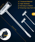 Three Pack Chainsaw Scrench Set With 13 By 19 mm Wrenches, showing T wrench kit dimensions and features for quick tuning